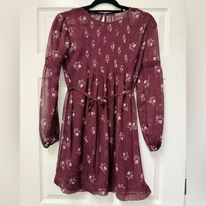 Abercrombie & Fitch Floral Burgundy Lined Dress Size XS